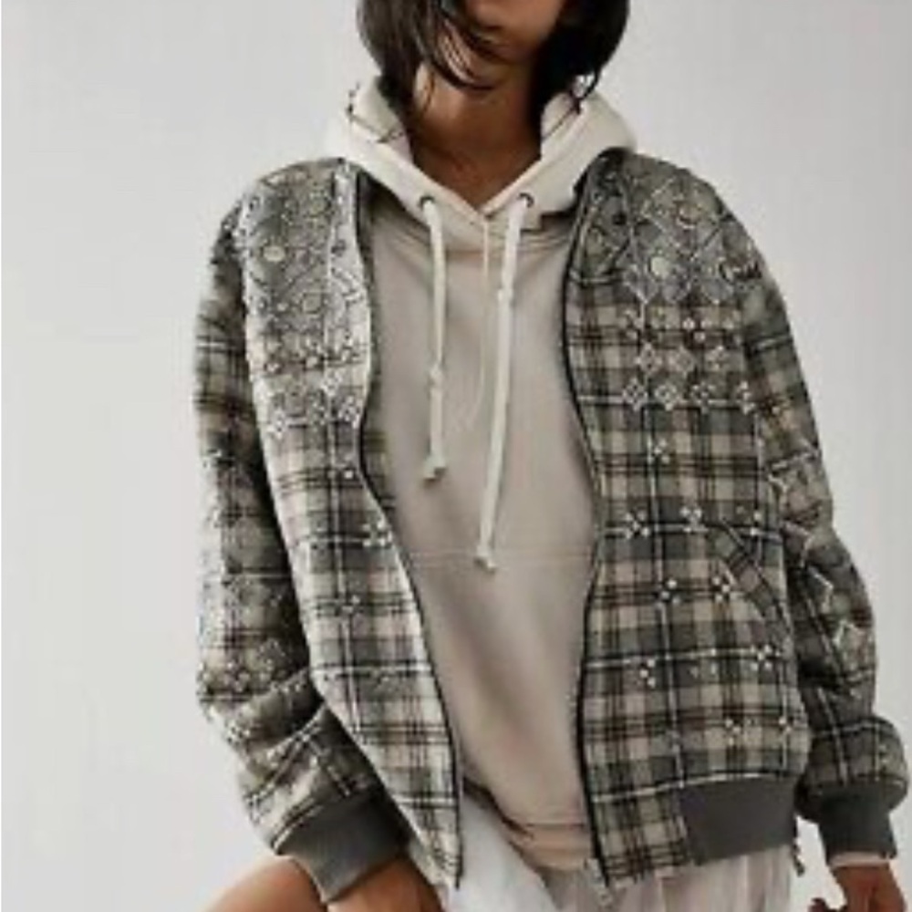 Free People Louie Embellished Bomber Jacket NWT
